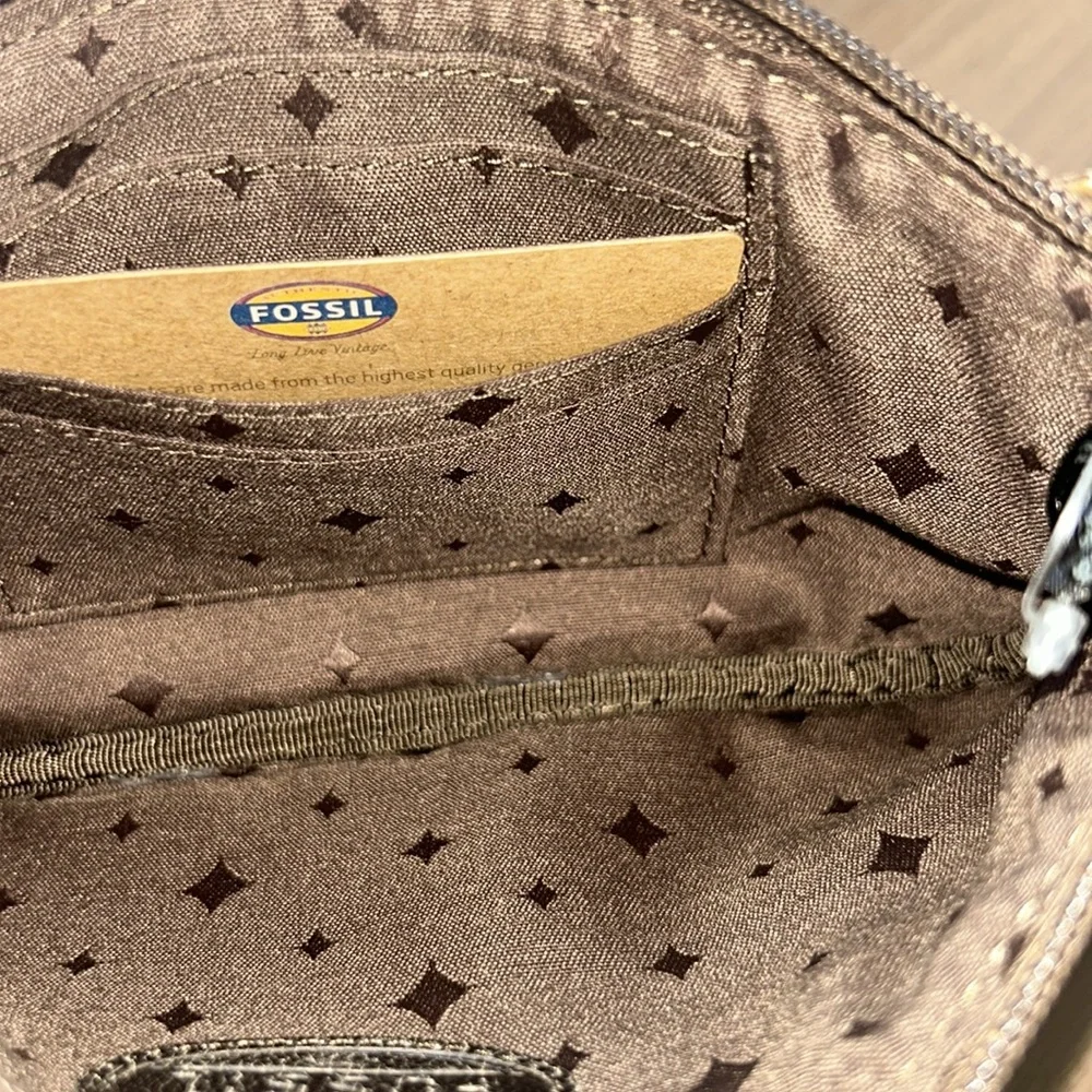Fossil New Perfect Wristlet Metallic Leather Snake Skin Print